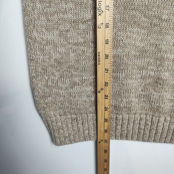 Chaps 1/4-Button Sweater Men's S Light Brown Elbow Patches Embroidered Logo - Picture 6 of 9
